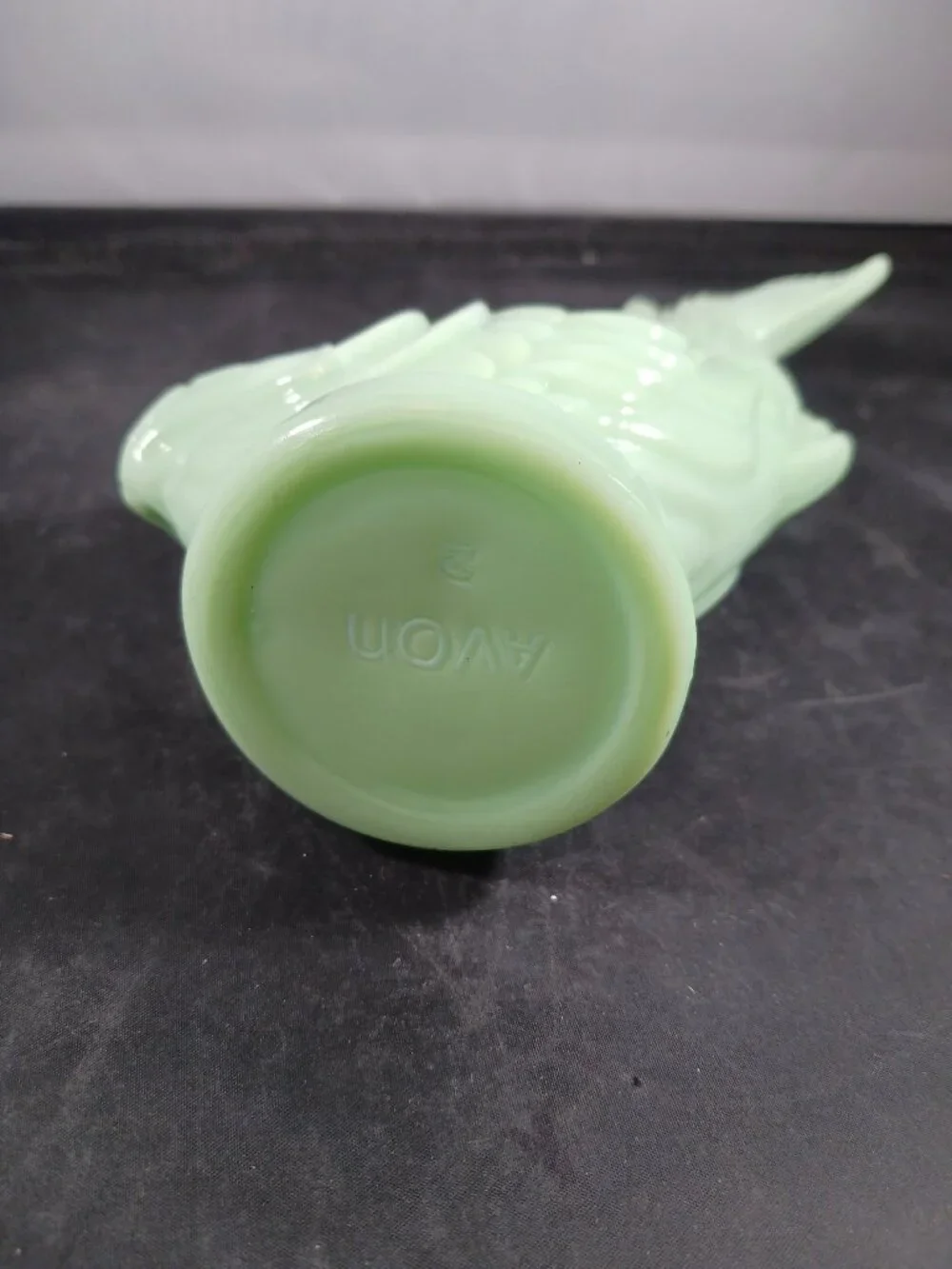 Avon Vintage Sea Spirit Jadeite Koi Fish Green Milk Glass Decanter